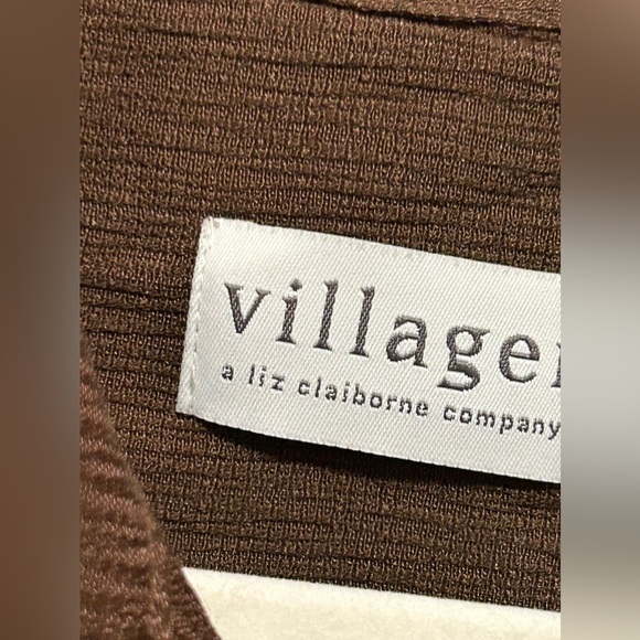 Women’s 16 villager by Liz Claiborne blouse NWT brown collared shirt - Picture 3 of 12